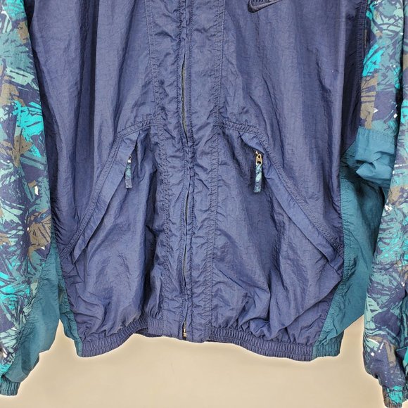 Vintage Nike Blue and Green Abstract Printed Windbreaker Jacket Small - Picture 8 of 10